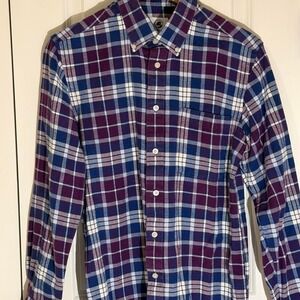 Southern Proper purple, blue and white plaid flannel - men's small